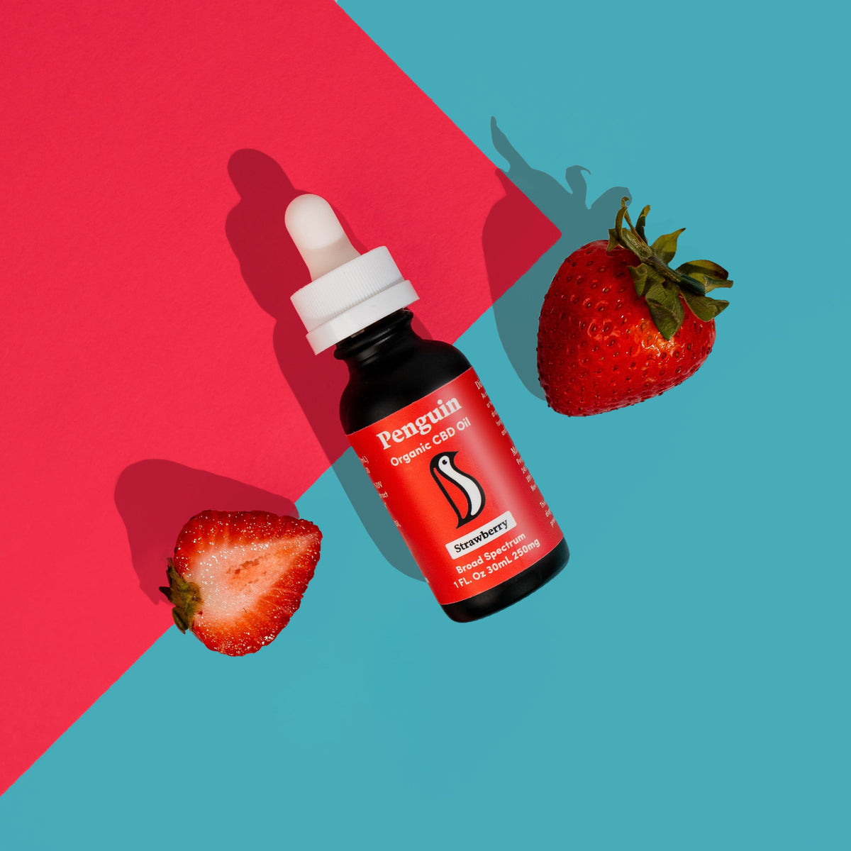 Penguin Wellness CBD oil bottle featuring broad spectrum no-THC hemp extract for daily anxiety stress sleep and wellness support made with Oregon-grown hemp