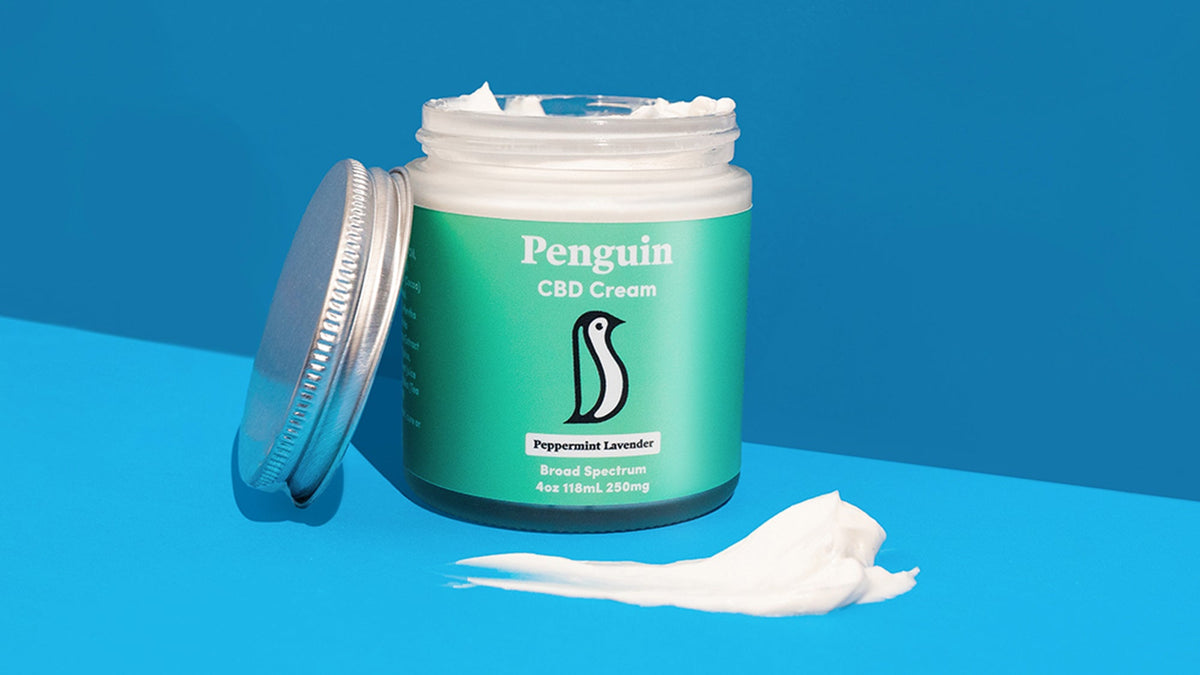 Penguin Wellness CBD cream for targeted joint and muscle pain relief made with broad spectrum no-THC Oregon-grown hemp and independently lab tested