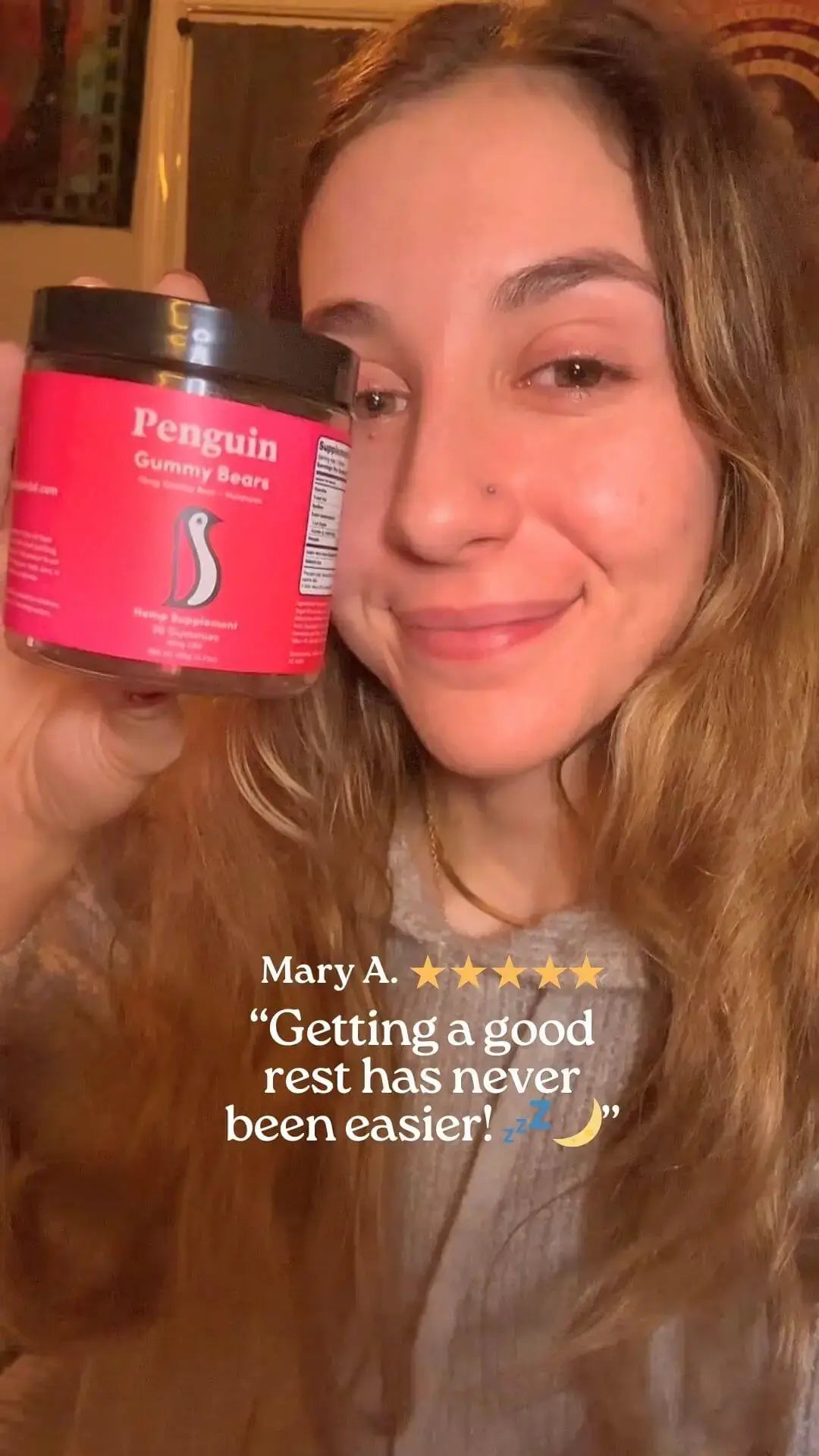 Customer review of Penguin Sleep Gummies — five star rating